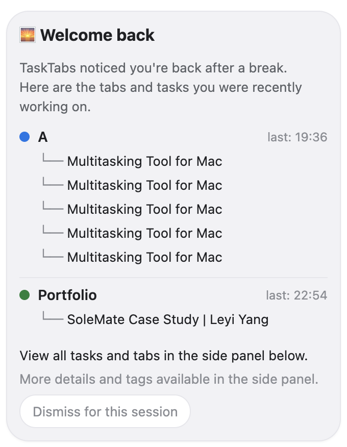 TaskTabs resume report
